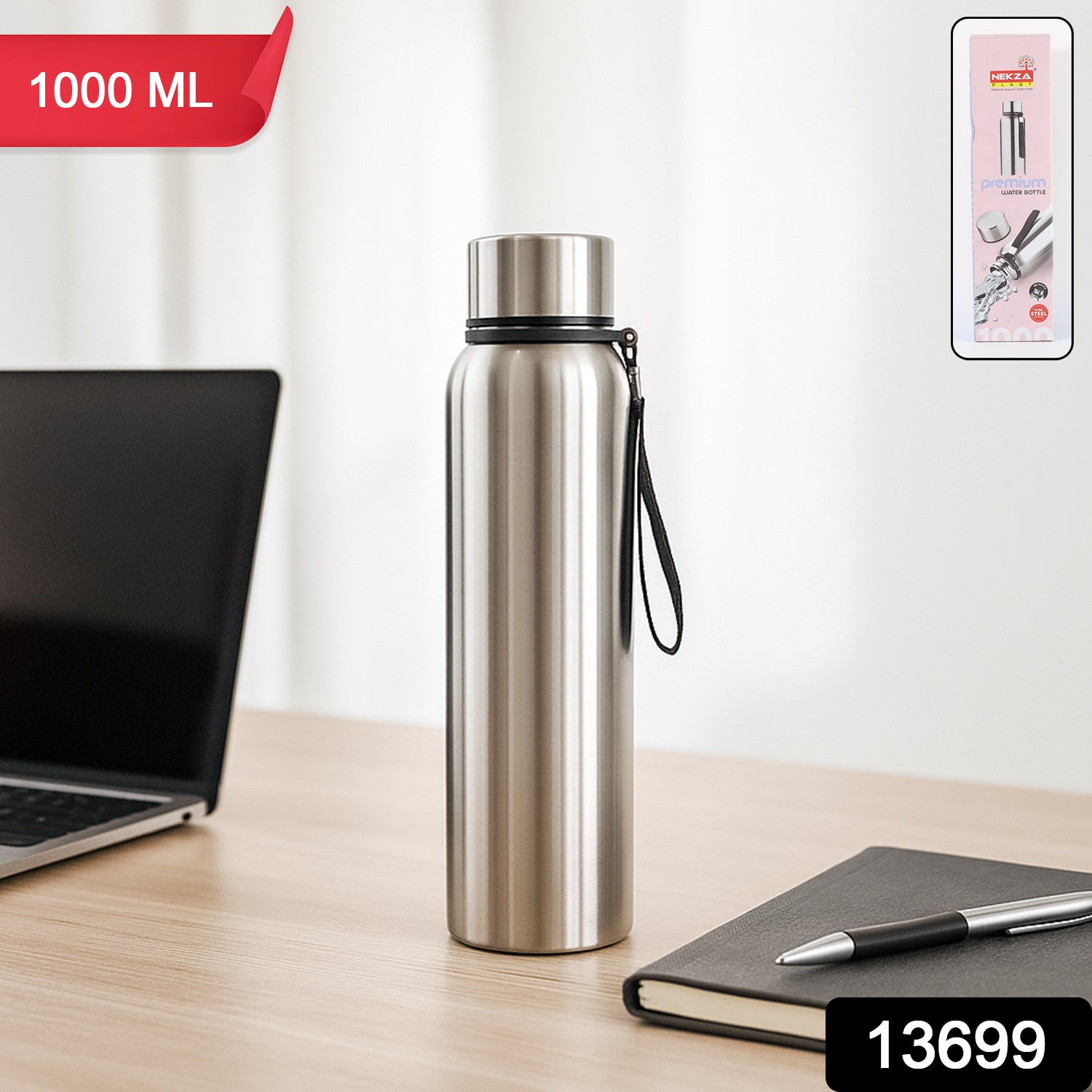 Nekza Stainless Steel Vacuum-Insulated Drink Water Bottle (1000 ML)