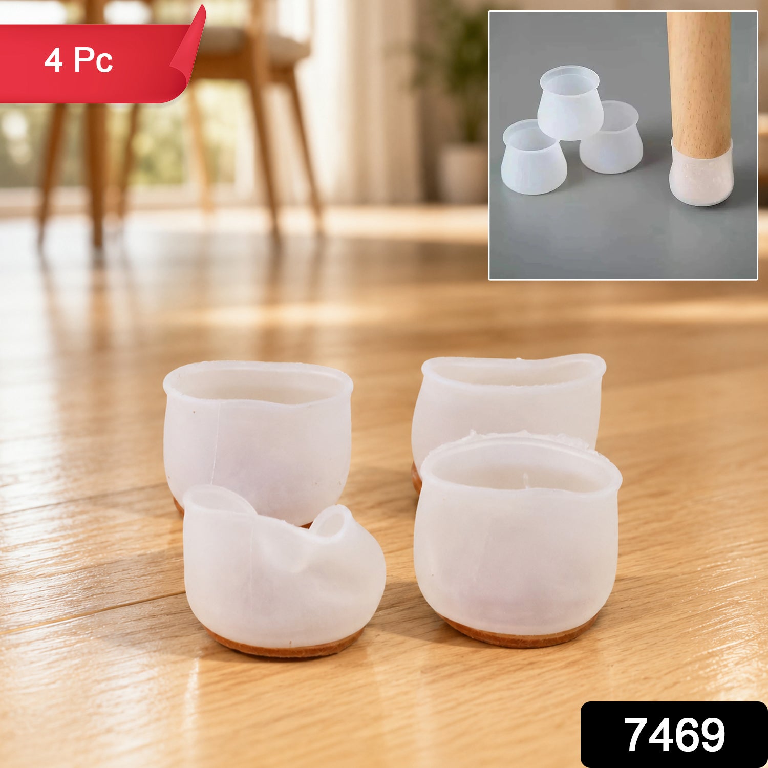 Close-up of silicone chair leg protectors