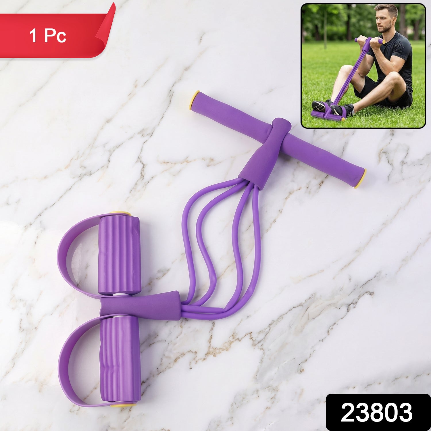 Elastic sit-up pull rope with foam handles