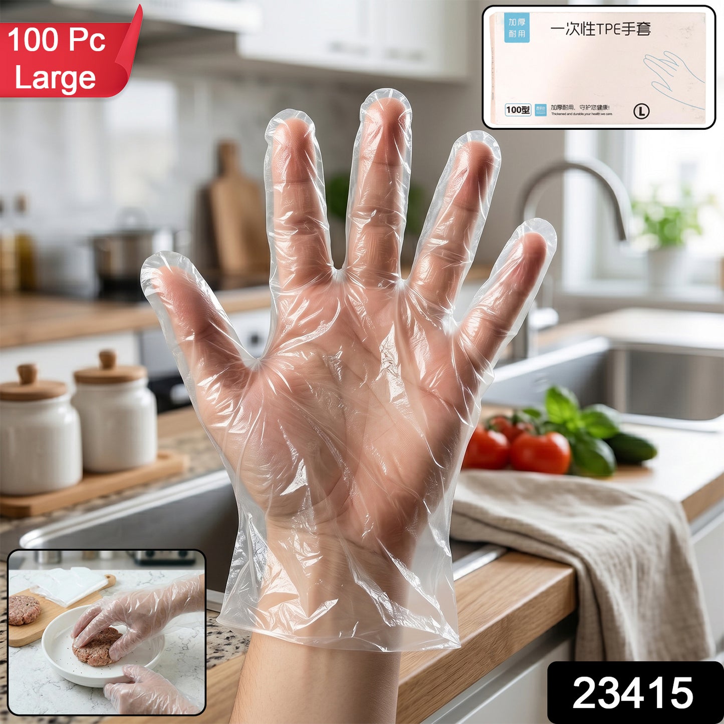 Disposable kitchen gloves for food handling