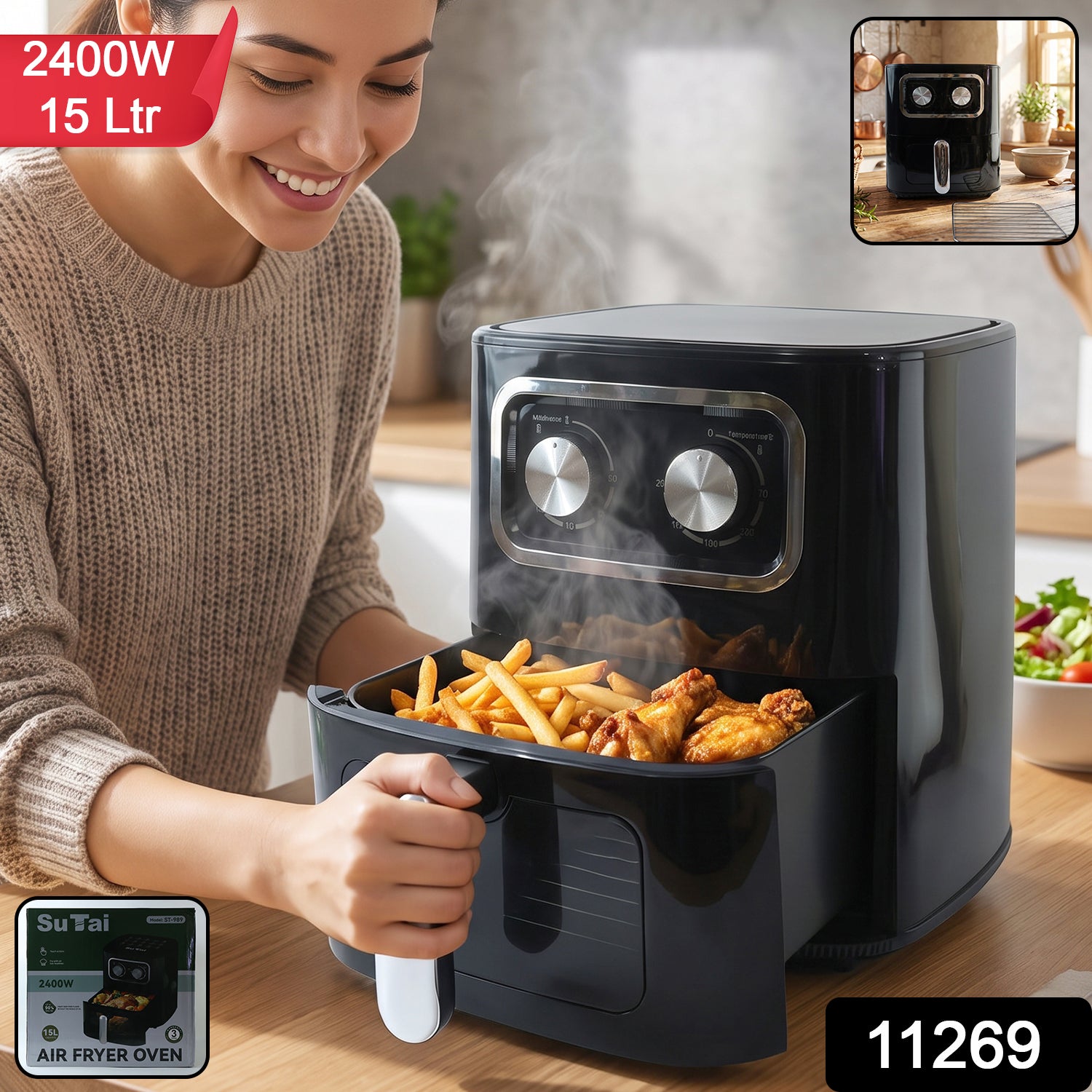 Sutai Air Fryer Oven 15 Litre 2400W Large Capacity Oil Free for Family (1 Pc) view 2