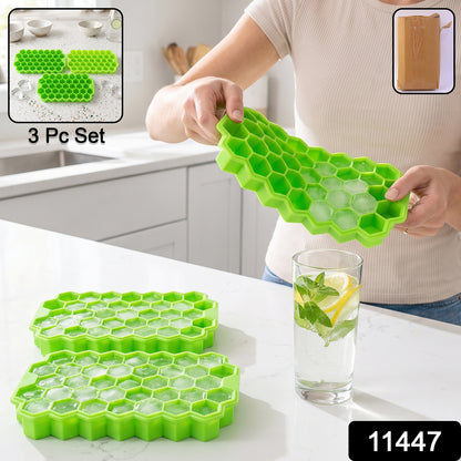 Silicone Honeycomb Ice Cube Tray 37 Cavity Flexible Mould for Freezer (3 Pc Set) view 2