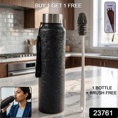 Buy 1 Stainless Steel Water Bottle with Free Cleaning Brush and Bottle (1 Set)