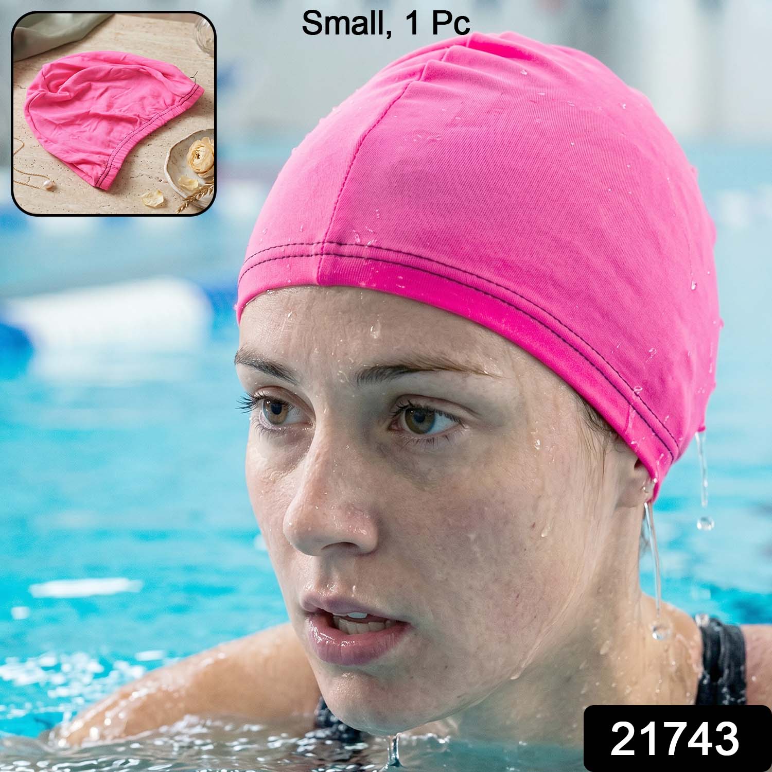 Pink silicone swim cap