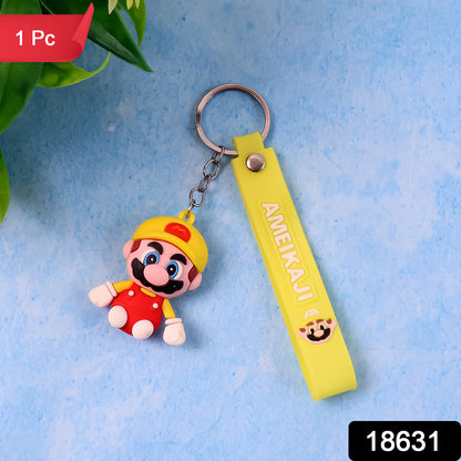 Cute Silicone 3D Key Chain with Metal Hook & Strap (Pack of 1)