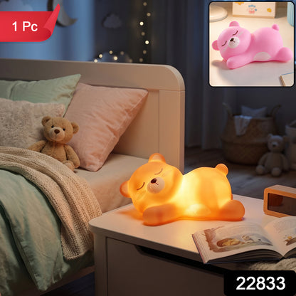 Sleeping Bear LED Night Light, Cute Silicone Bedside Lamp for Kids (1 Pc)