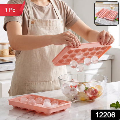 Plastic Round Ice Ball Tray Mould with Flexible Base for Freezer (1 Pc)