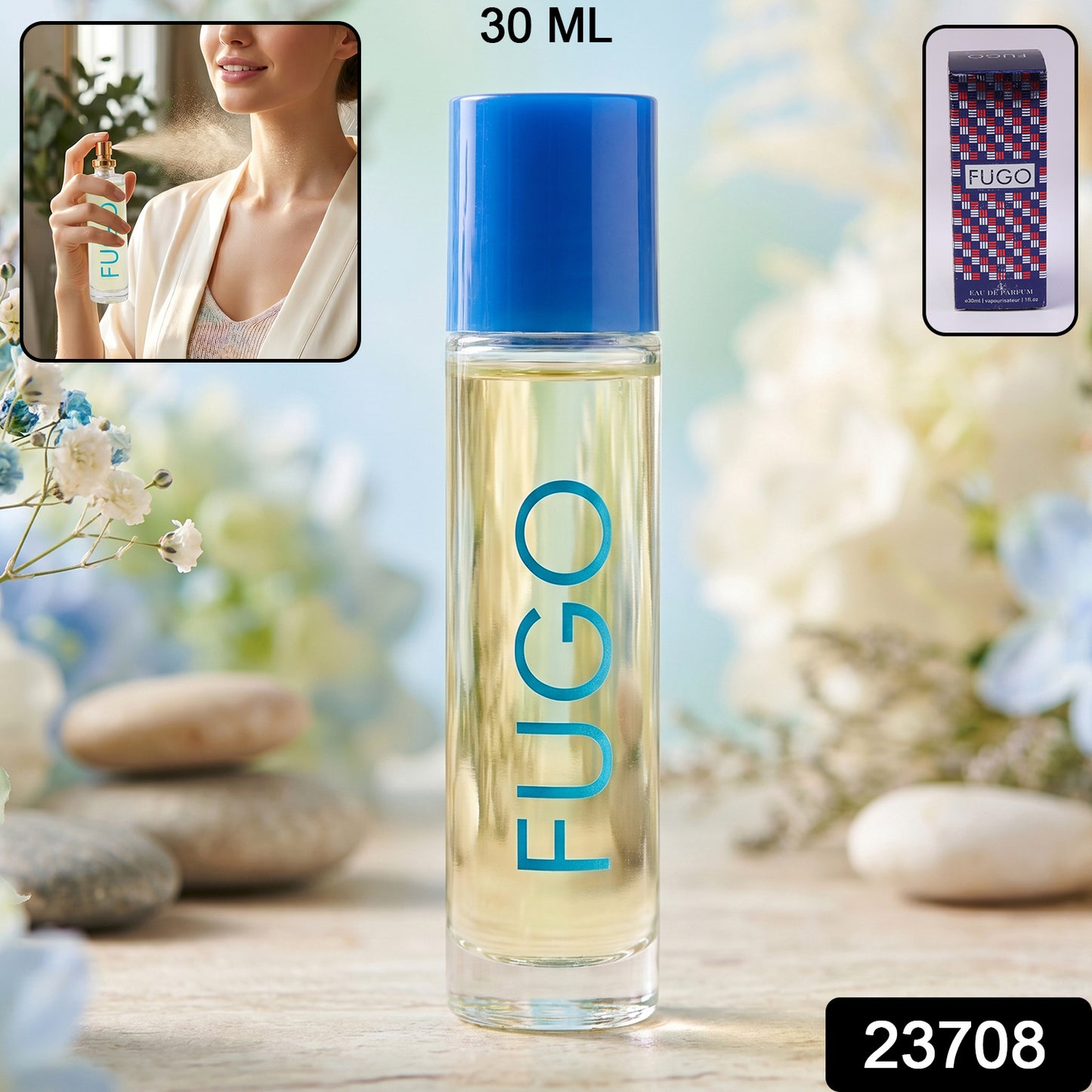 FUGO Eau De Parfum spray bottle close-up