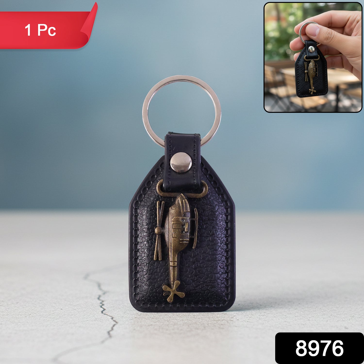 Premium Leather Finish Metal Sword Emblem Keychain (1 Pc)