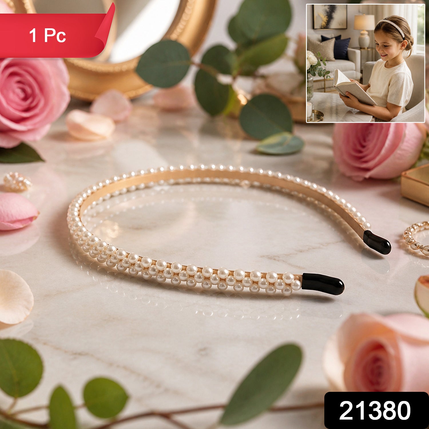Stylish pearl hairband accessory
