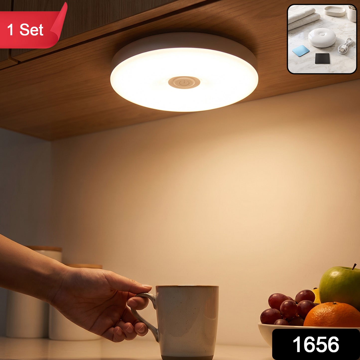 USB Rechargeable Magnetic Motion Sensor LED Light for Cabinet Home (1 Set)