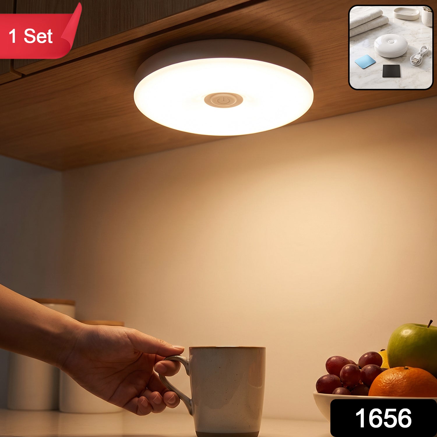 USB Rechargeable Magnetic Motion Sensor LED Light for Cabinet Home (1 Set)