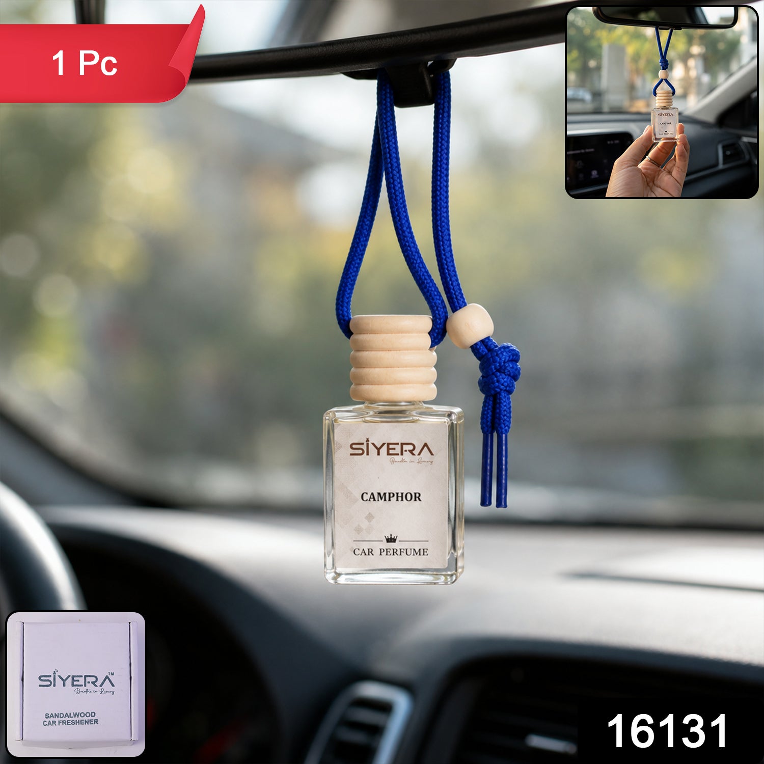 Camphor Car Perfume Hanging Air Freshener with Wooden Cap (1 Pc)