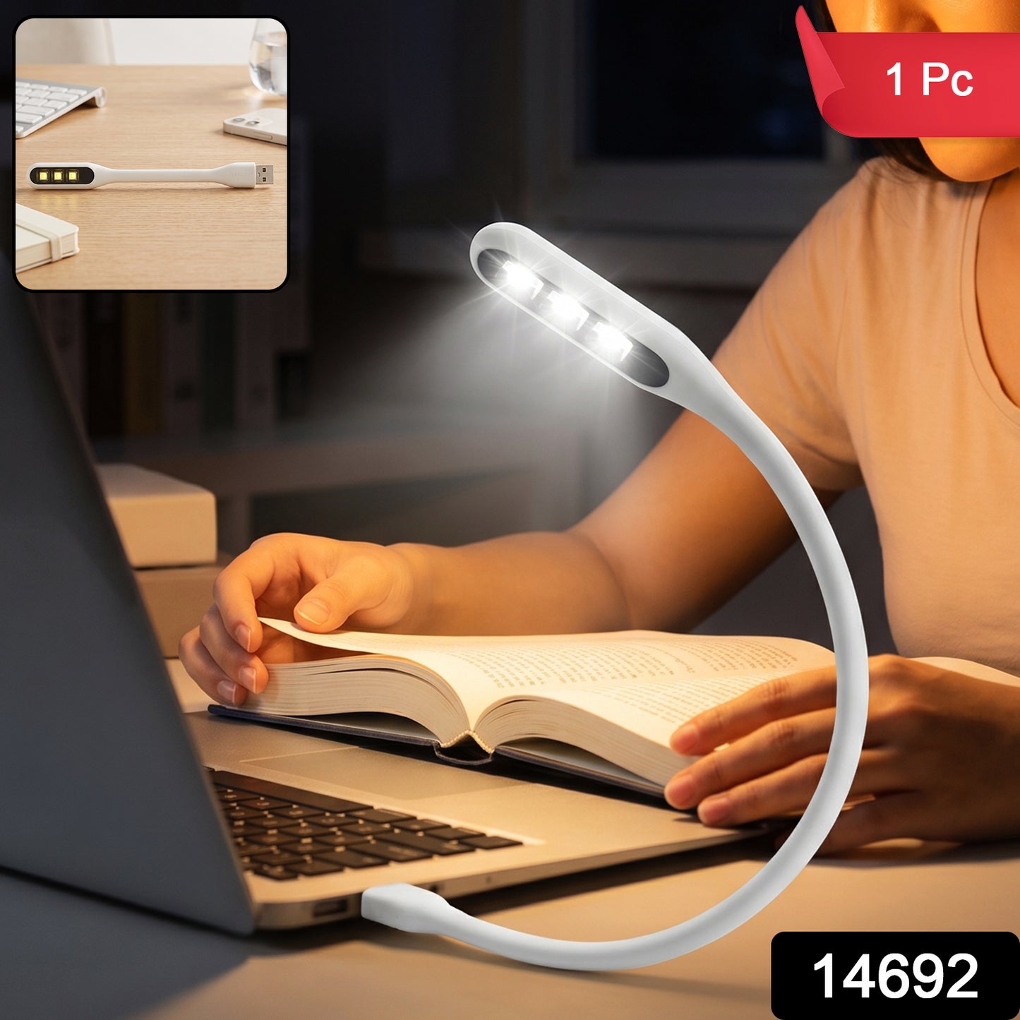 Mini Flexible USB LED Light Gooseneck Reading Lamp for Laptop (1 Pc)