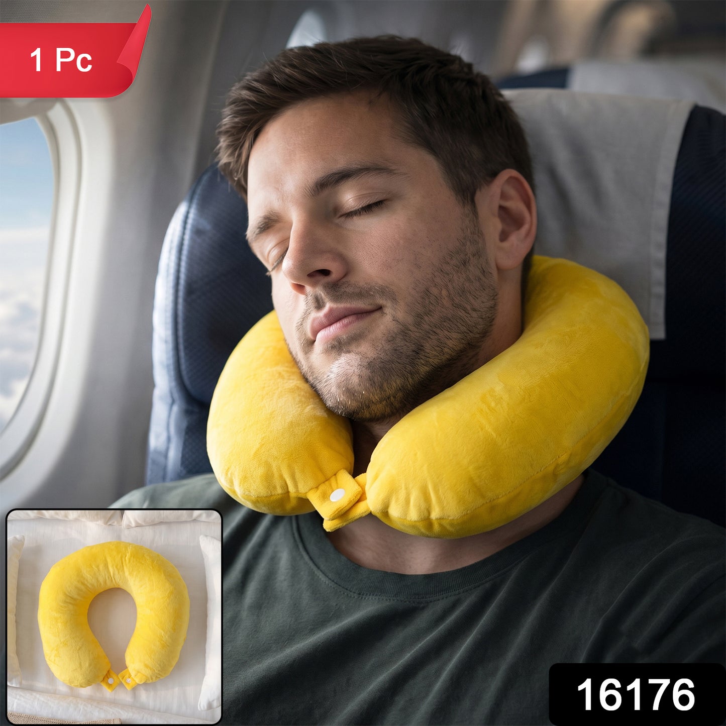 Soft Neck Travel Pillow U Shape Head Support Cushion for Flights (1 Pc)