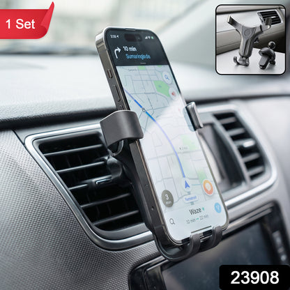Air vent car phone mount with auto locking arms, 1 piece