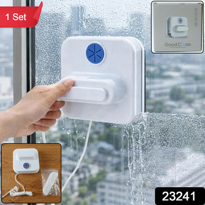 Double Sided Magnetic Window Cleaner, Glass Wiper with Safety Rope (1 Set)