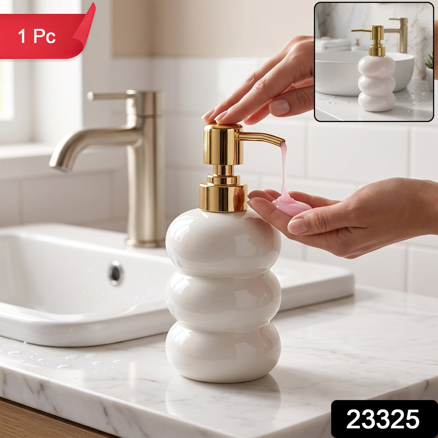 Glass Liquid Soap Dispenser Bottle with Gold Pump Refillable (1 Pc)