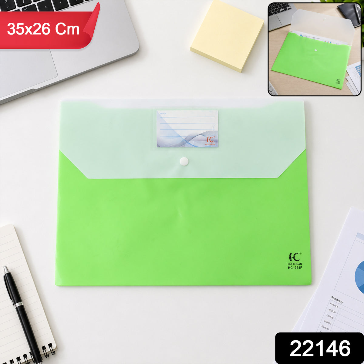Durable plastic A4 document folder with quick view transparent design