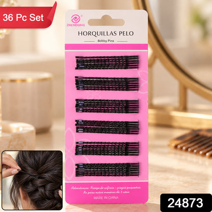 Metal Bobby Hair Pins with Wavy Grip for Buns and Everyday Hairdos (36 Pc Set)