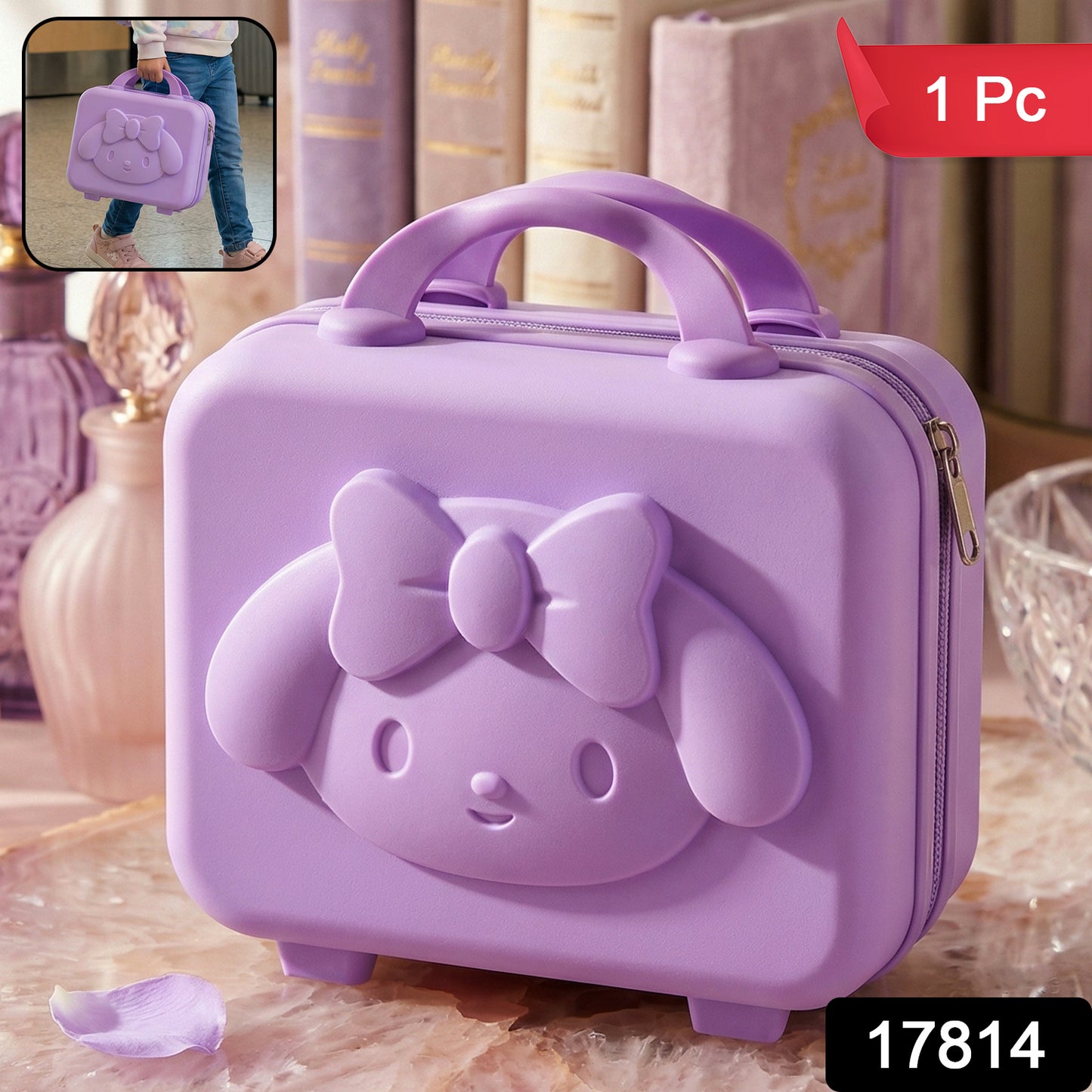 Kids Bear-Shaped Hard Shell Carry Case with handle and embossed bear face