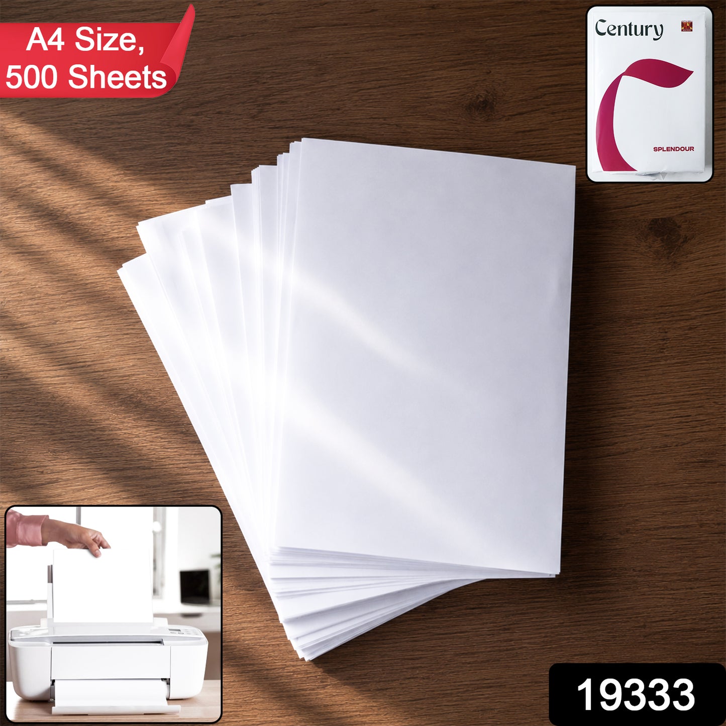 Close-up view of a stack of Papezo A4 copier paper