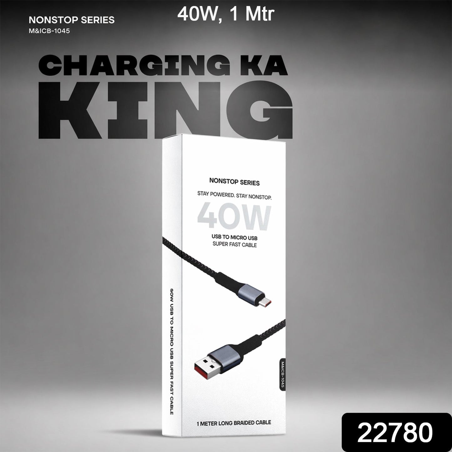 Nonstop Series 40W USB to Micro USB Super Fast Charging Cable (1 Mtr)