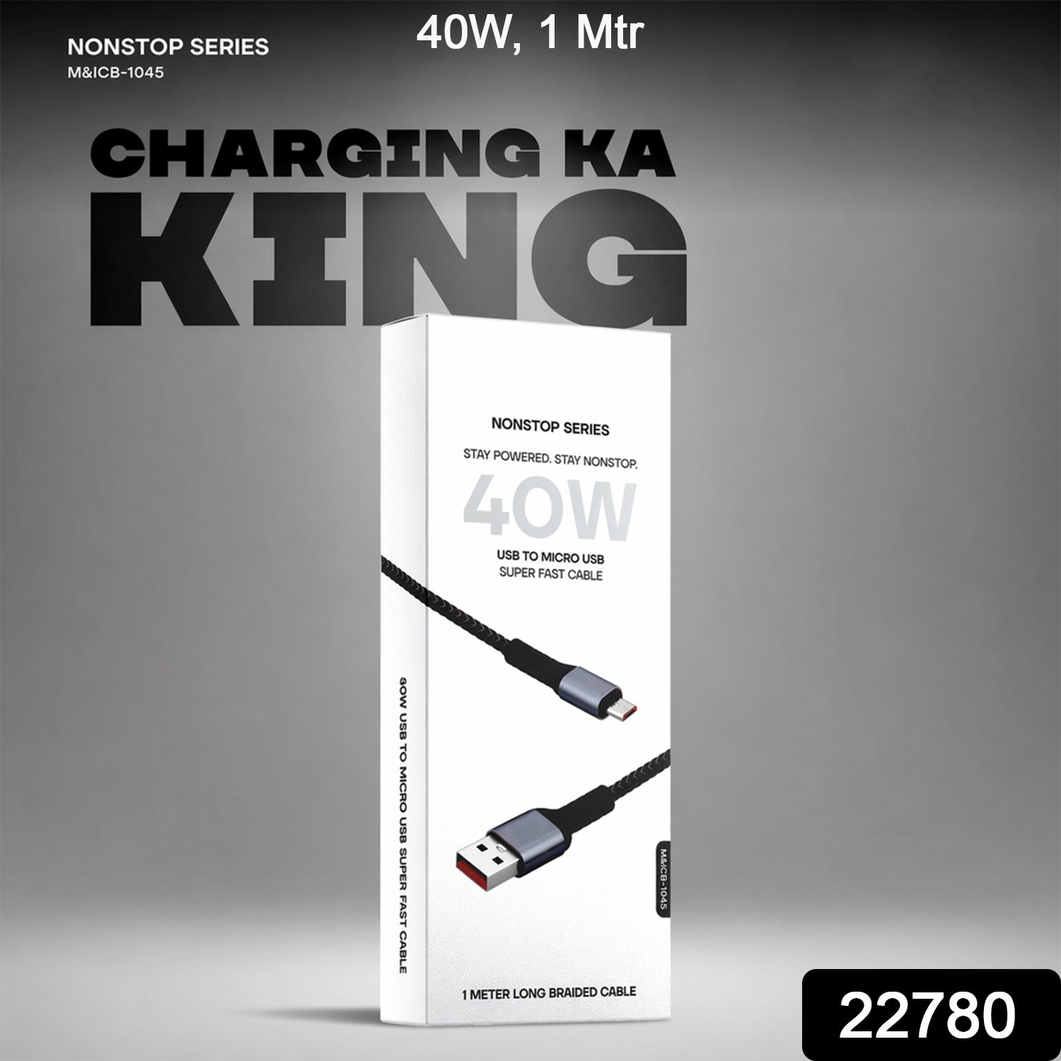 Nonstop Series 40W USB to Micro USB Super Fast Charging Cable (1 Mtr)