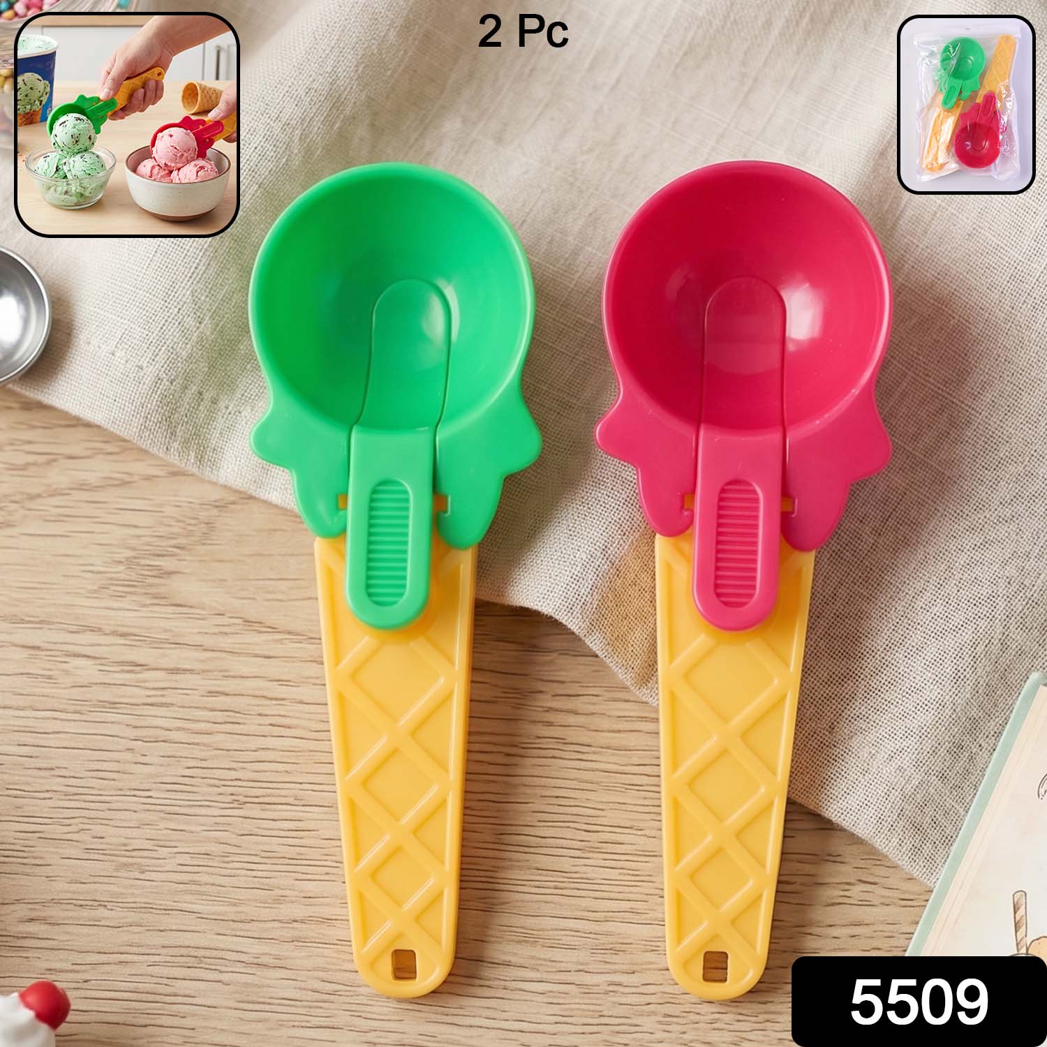Close-up of ergonomic ice cream scoop handle