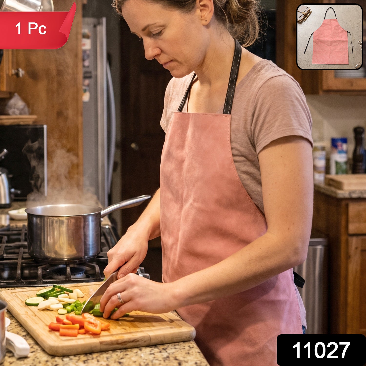 Durable Premium Kitchen Apron with Adjustable Neck Strap and Pocket (1 Pc)
