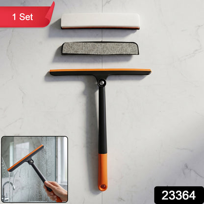 Wide silicone blade on glass cleaning squeegee for quick and efficient streak-free cleaning