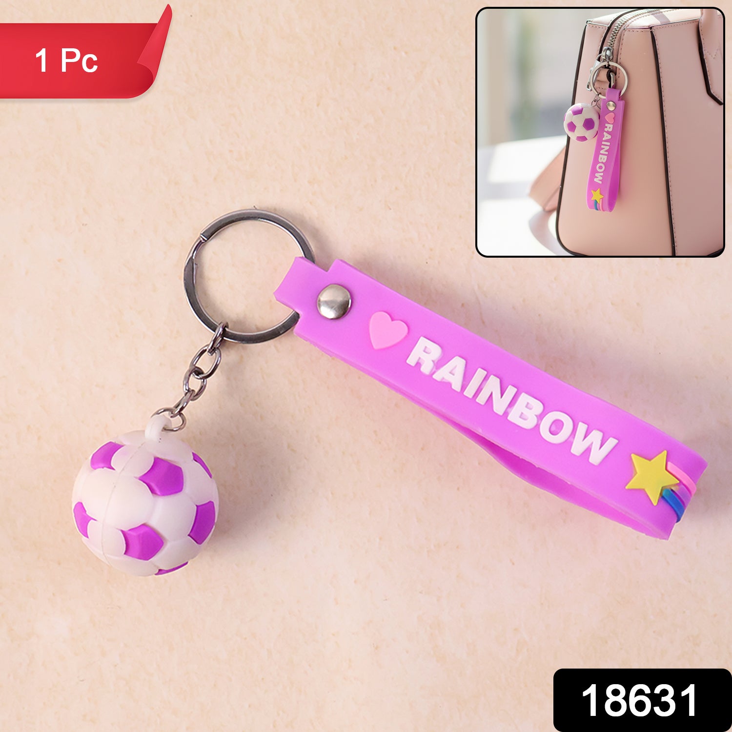 Cute Silicone 3D Key Chain with Metal Hook & Strap (Pack of 1)