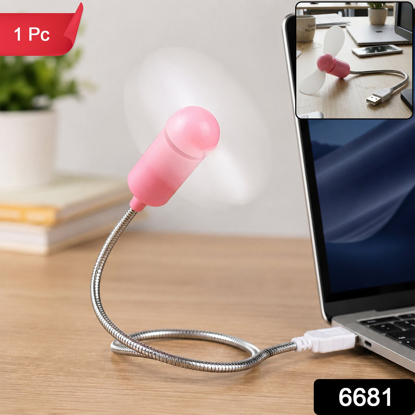 Flexible USB Mini Fan with Gooseneck Neck for Laptop and Desk Cooling (1 Pc)