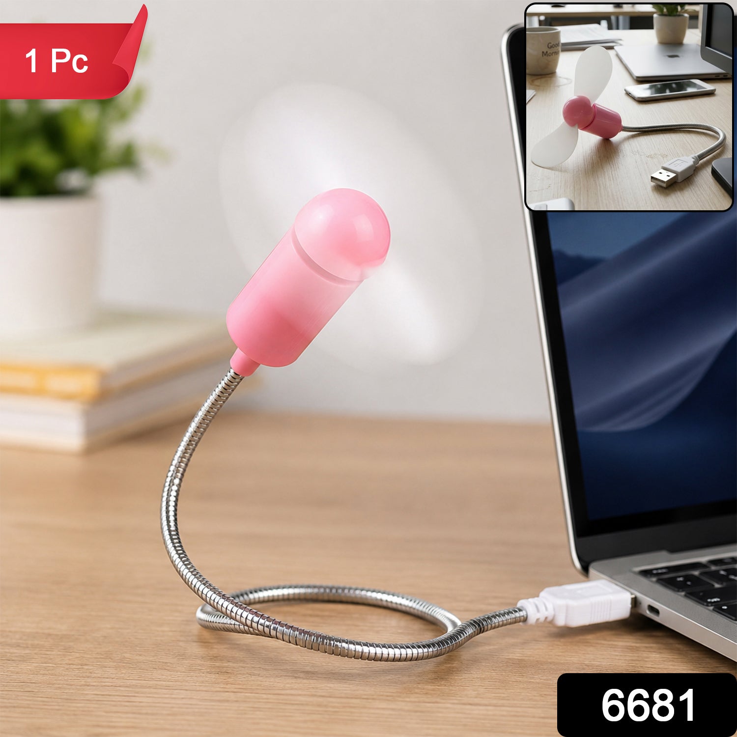 Flexible USB Mini Fan with Gooseneck Neck for Laptop and Desk Cooling (1 Pc)