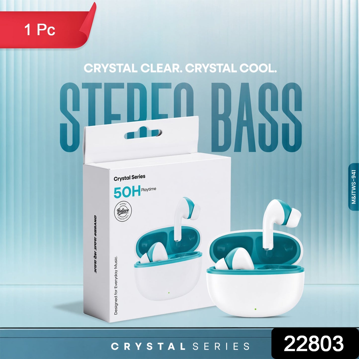 Crystal Series Wireless Bluetooth Earbuds (1 Pc)