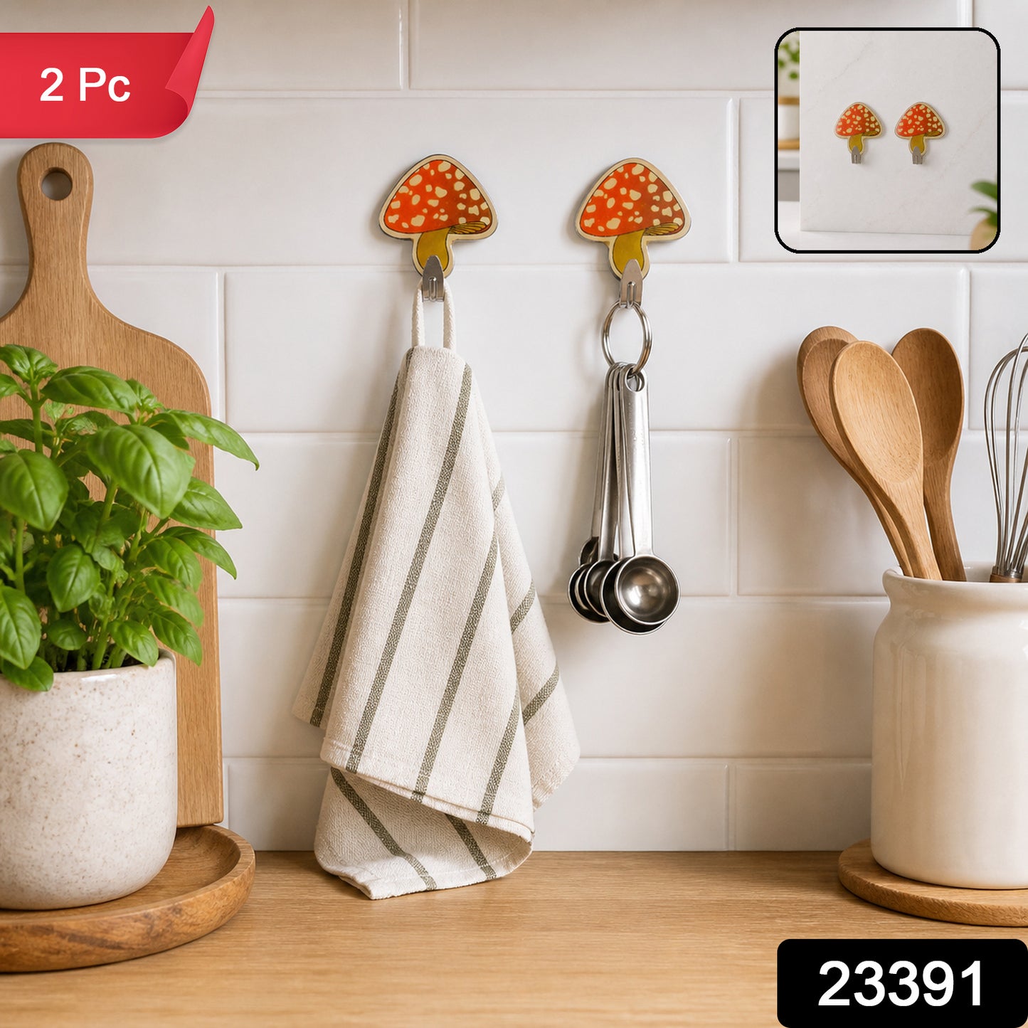 Cartoon Adhesive Wall Hooks for Home and Kitchen Mixed Designs (2 Pc)
