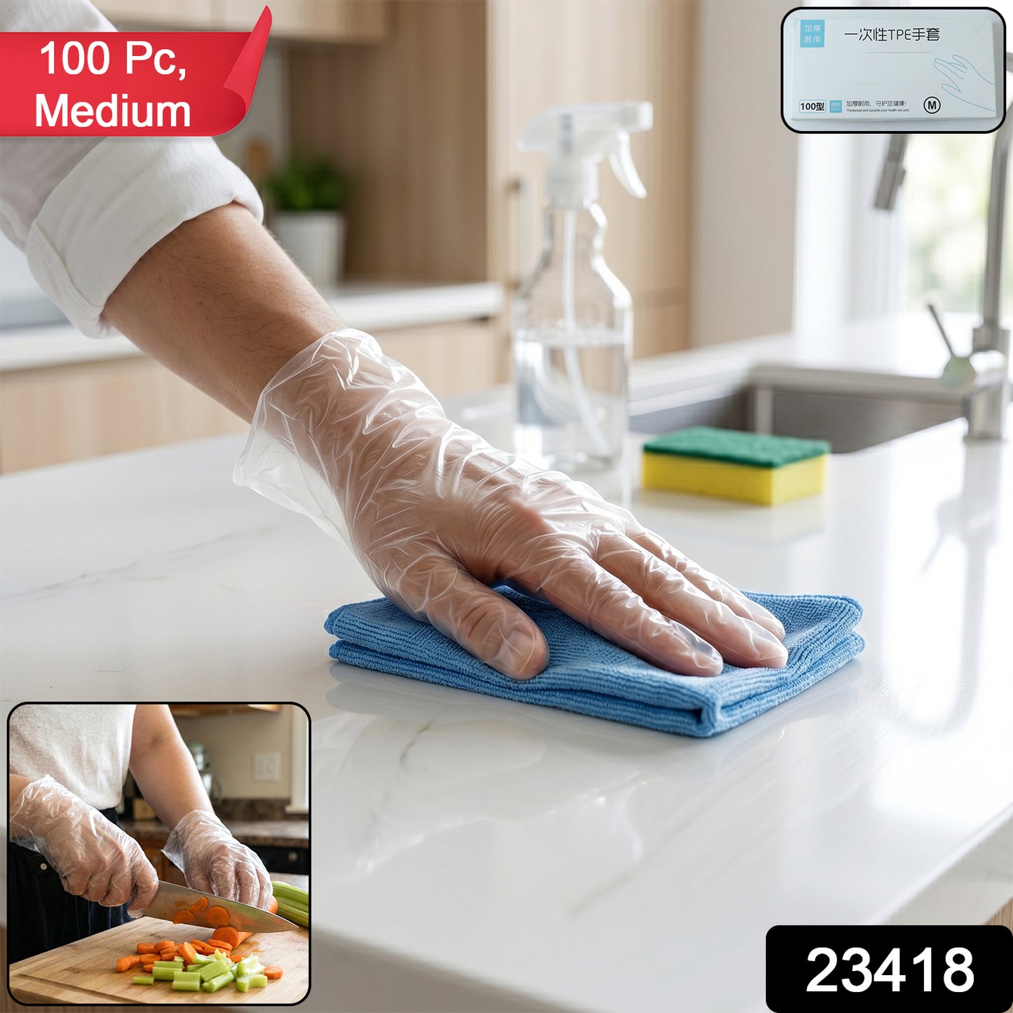 Disposable Kitchen Gloves in use