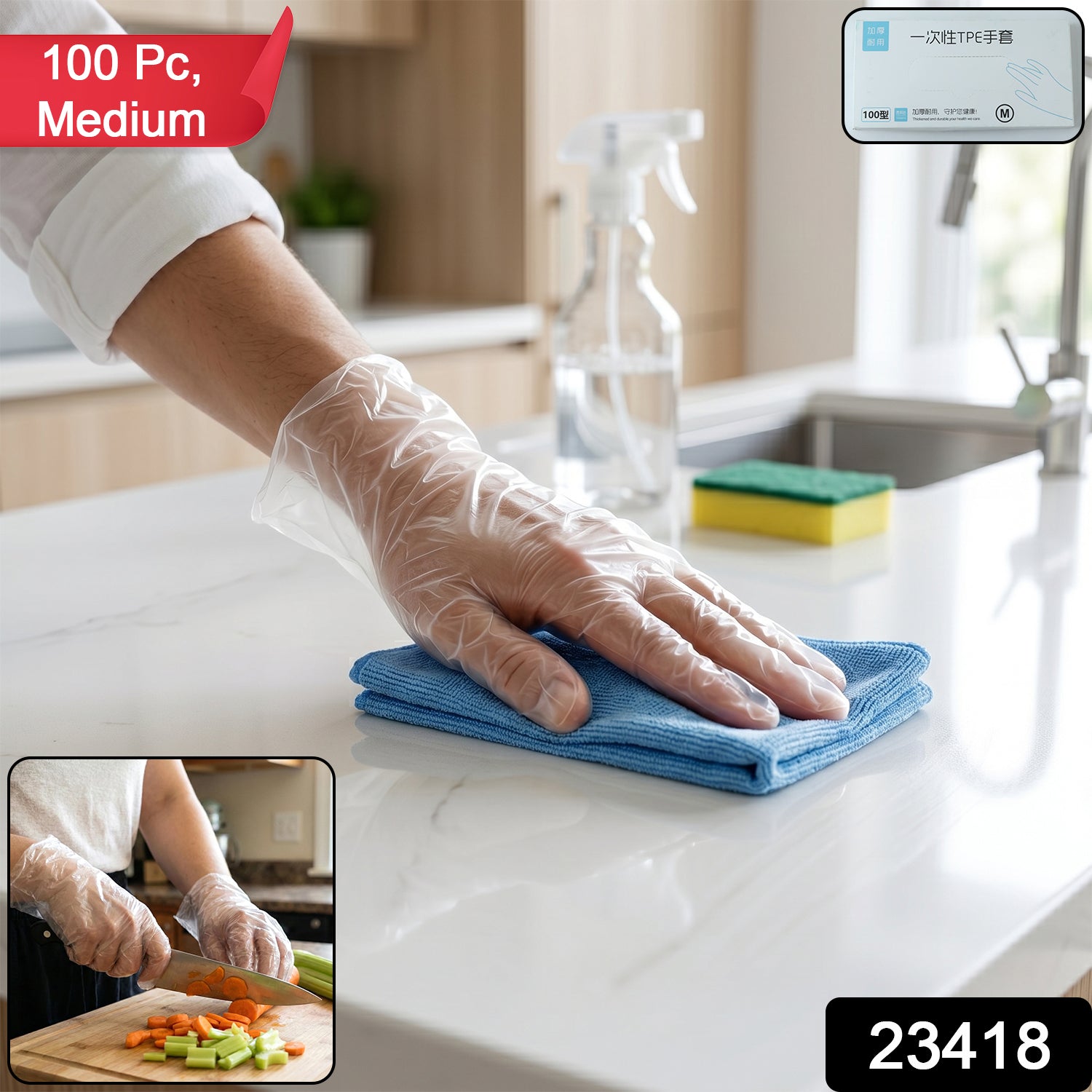 Disposable Kitchen Gloves in use