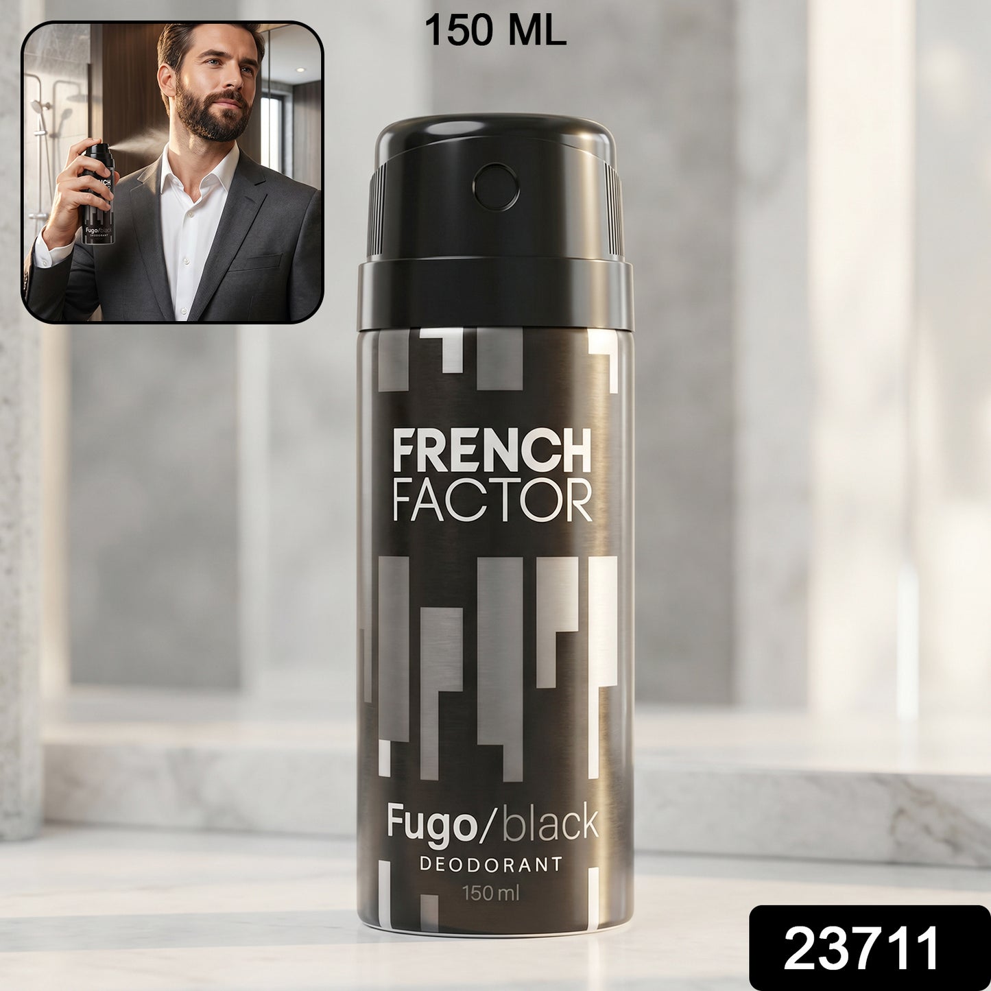 French Factor Fugo Black Deodorant Body Spray (1 Pc, 150 ML)