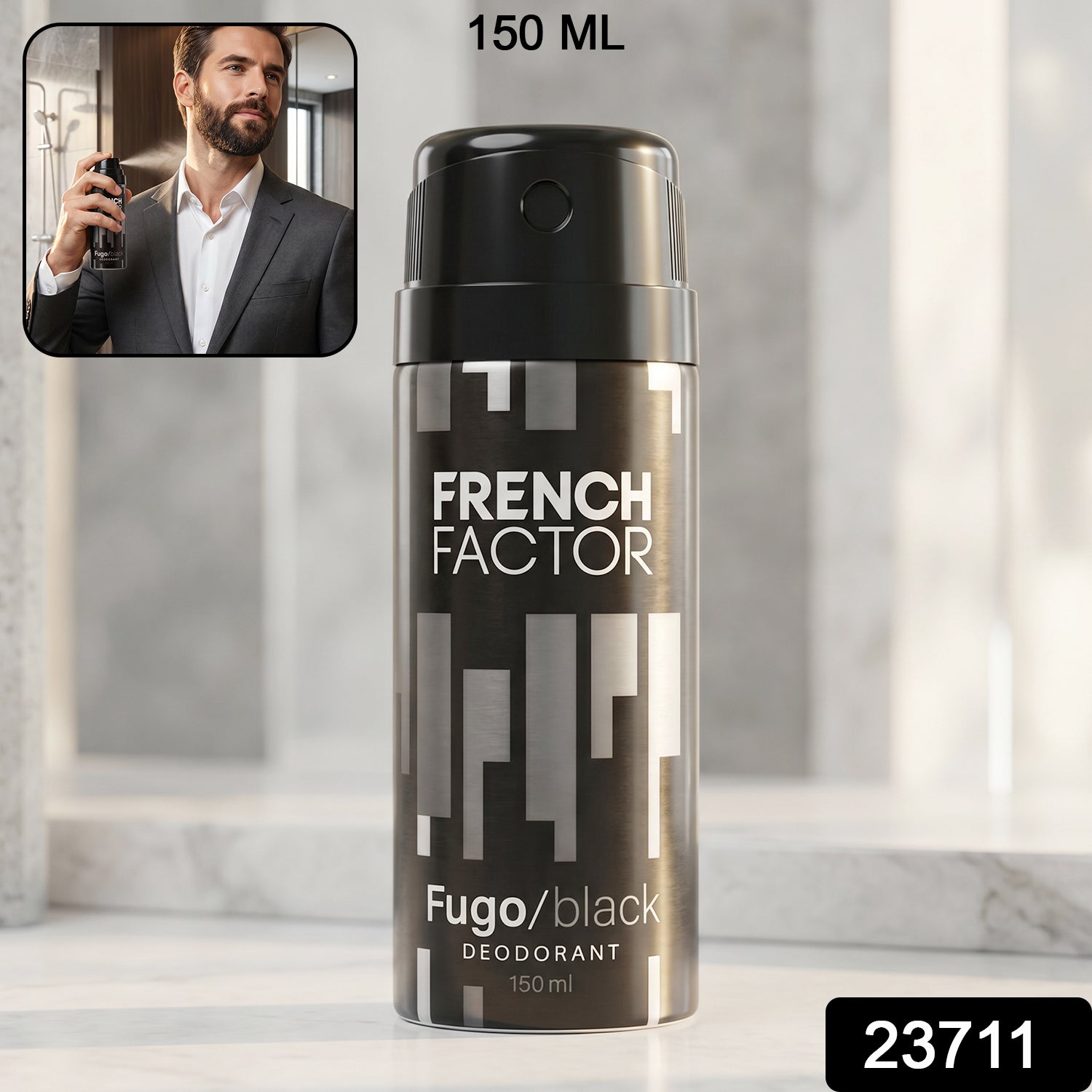 French Factor Fugo Black Deodorant Body Spray (1 Pc, 150 ML)