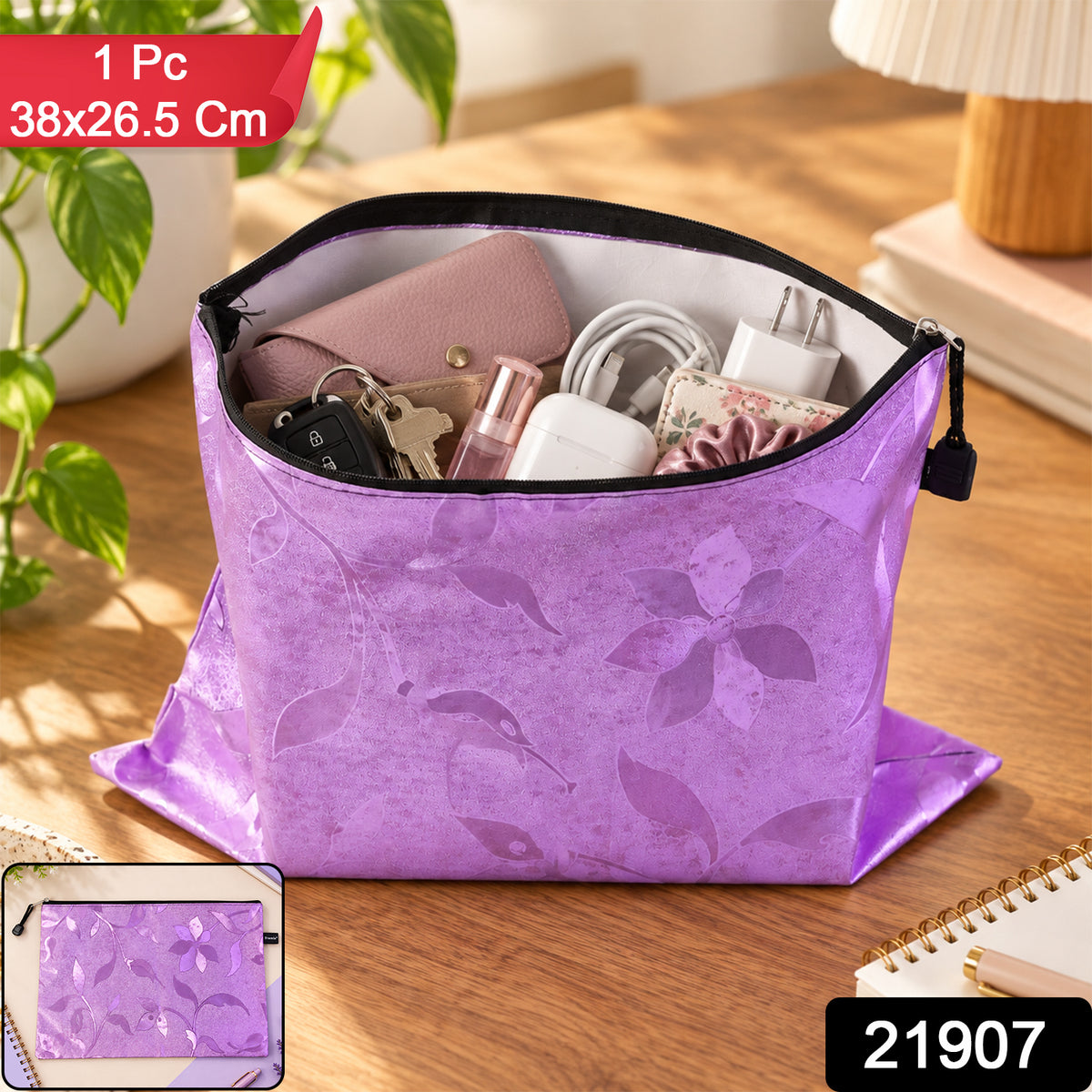 Zippered Travel Organizer Bag for Toiletries and Accessories (1 Pc, 38x26.5 Cm)