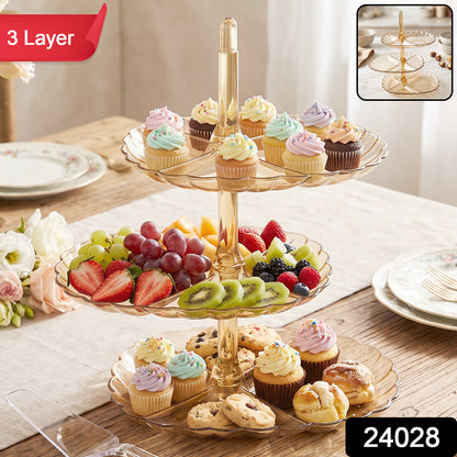 Three layer acrylic serving rack for snacks, 1 piece