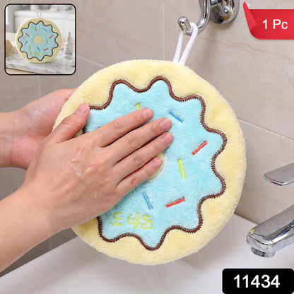 Cartoon Donut Microfiber Hanging Hand Towel Quick Dry Kitchen Cloth (1 Pc)