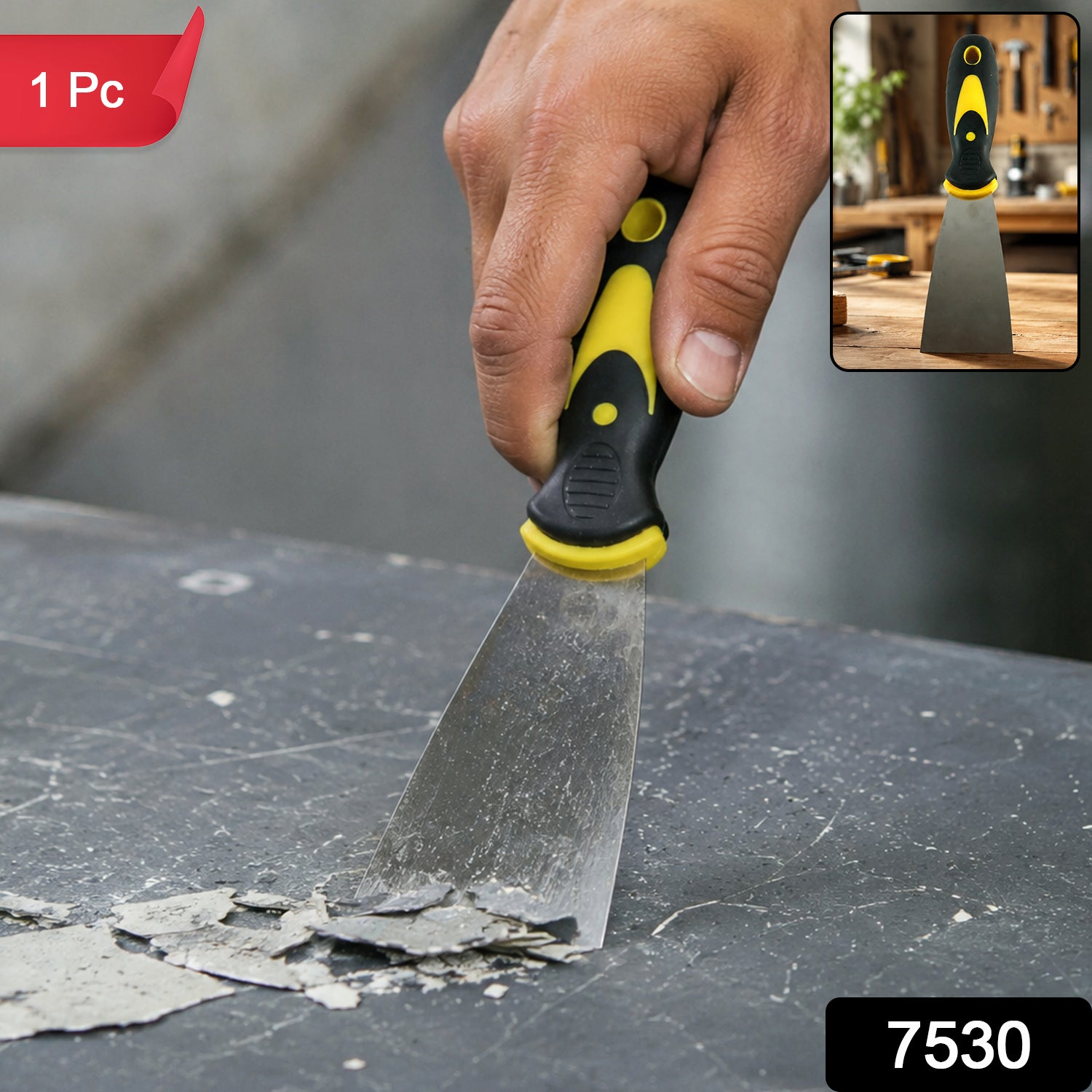 Stainless Steel Wide Blade Putty Knife Scraper with Ergonomic Handle (1 Pc)