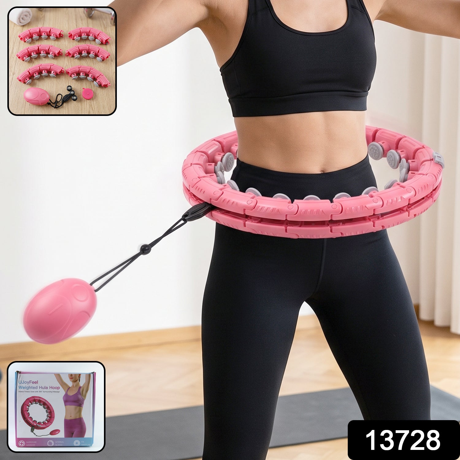 Adjustable Smart Weighted Hula Hoop with Massage Ball for Waist Slimming (1 Pc)