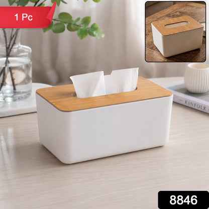 Bamboo Tissue Box Holder - Rectangular Paper Towel Dispenser