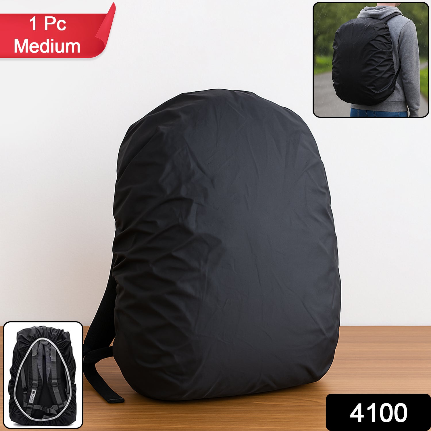 Heavy Waterproof Nylon Rain Cover/Dust Cover - Elastic Adjustable for Laptop Bags and Backpacks, School Bag Waterproof Cover, Dust Proof, Backpack, Laptop Bag Cover (1Pc)
