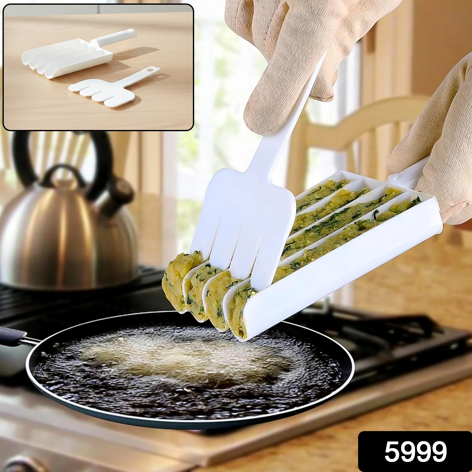 Handheld Frying Tool for uniform snack slicing