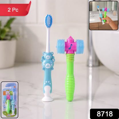 Packaging of the 2-piece kids' oral care set with hammer toy