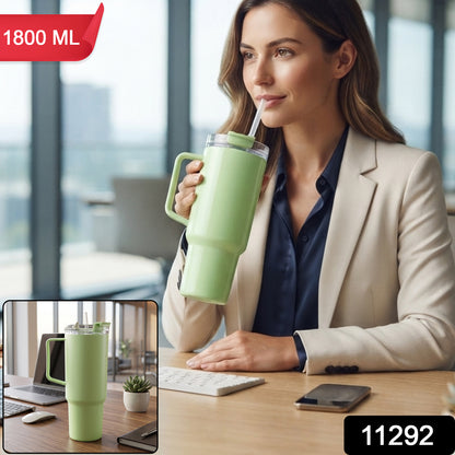 Travel Tumbler 1800 ML with Handle and Straw Lid for Gym and Office (1 Pc)